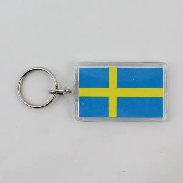 Dala Horse and Sweden Flag Keychain Key Ring Swedish