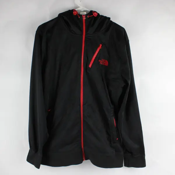 The North Face Black with Red Quilted Hooded Jacket Mens Large Athletic