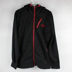 The North Face Black with Red Quilted Hooded Jacket Mens Large Athletic