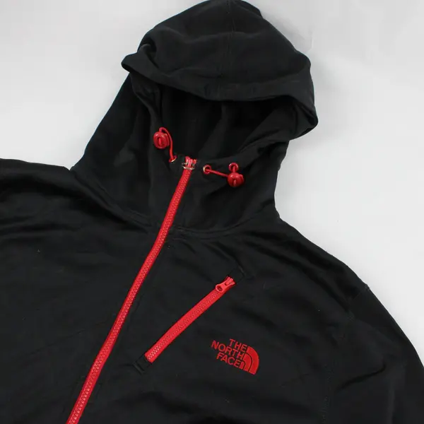 The North Face Black with Red Quilted Hooded Jacket Mens Large Athletic