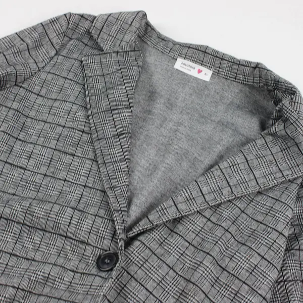 Beautees Girls Black/Grey Plaid Jacket XL Long Sleeve Red Satin Cuffs