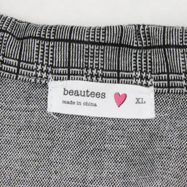 Beautees Girls Black/Grey Plaid Jacket XL Long Sleeve Red Satin Cuffs