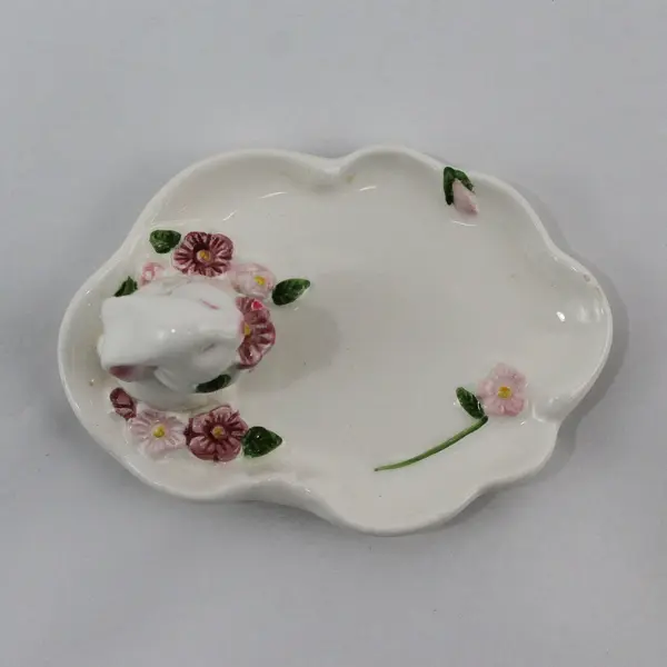1985 Avon Rabbit Ceramic Trinket Dish White Porcelain