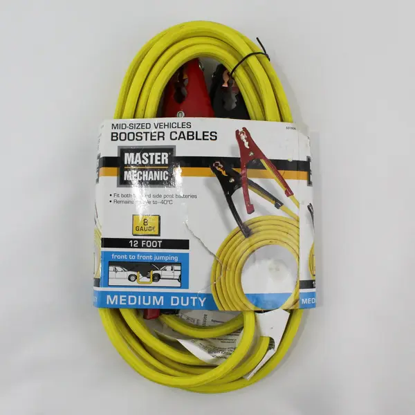 Master Mechanic  12-Foot 8-Gauge Medium Duty Booster Cables 601904 NEW