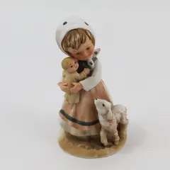1980 Enesco Lucas All The Lord's Children Figurine E-4858 Girl W/ Baby And Lamb