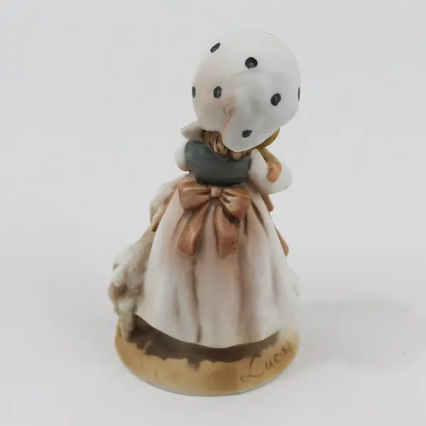 1980 Enesco Lucas All The Lord's Children Figurine E-4858 Girl W/ Baby And Lamb