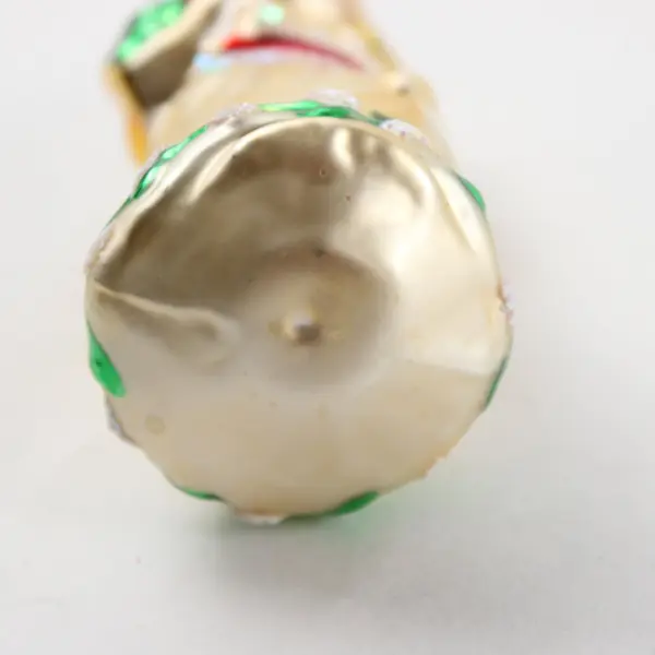 VTG Hand-Blown Choir Girl Glass Ornament Gold Tan Silver Good 5.25" Long