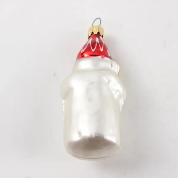 Vintage Handblown Mercury Glass Snowman With Broom & Red Cap 3" Long
