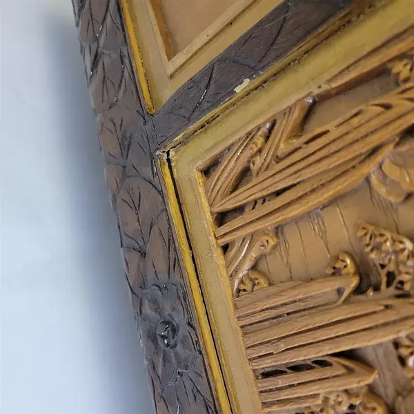 Vintage Hand-Carved Asian Wooden Storage Chest Jewelry Box Trunk Floral Relief