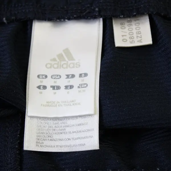 Adidas Navy Blue with White Stripes and Curved White Hem Athletic Shorts Men's M