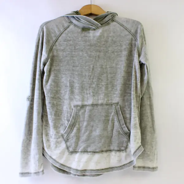 Another Love Green Acid Wash Waffle Knit Thermal Sweatshirt Women's S
