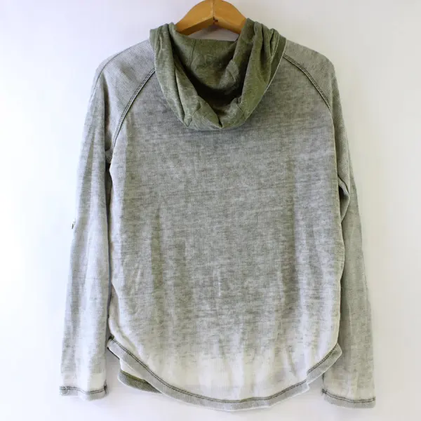 Another Love Green Acid Wash Waffle Knit Thermal Sweatshirt Women's S