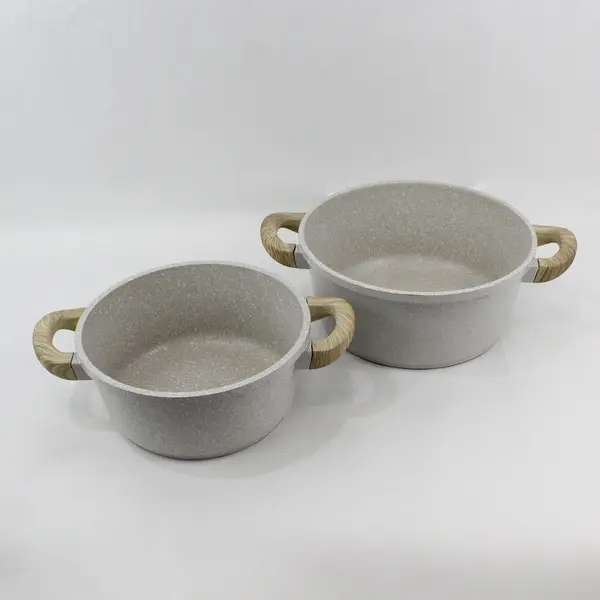 Lot of 2 MasterClass Gray Speckled Metal Pots Ceramic Coated 2 Handles