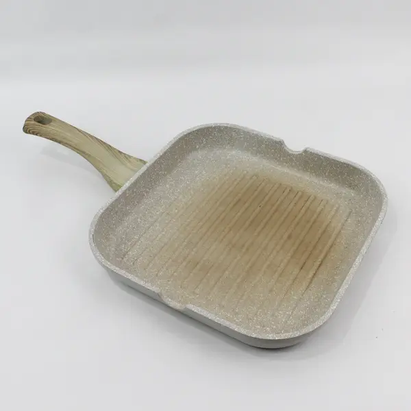 Lot of 2 Master Class Cream Beige Speckled Square Grill Round Frying Pans