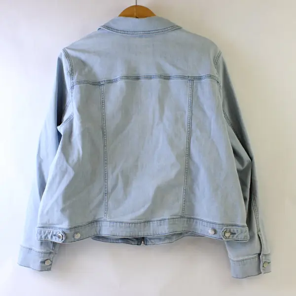 H by Halston Women's 26W Light Wash Stretch Denim Zip Front Jean Jacket 