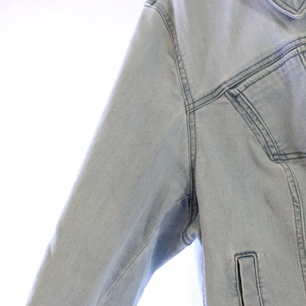 H by Halston Women's 26W Light Wash Stretch Denim Zip Front Jean Jacket 