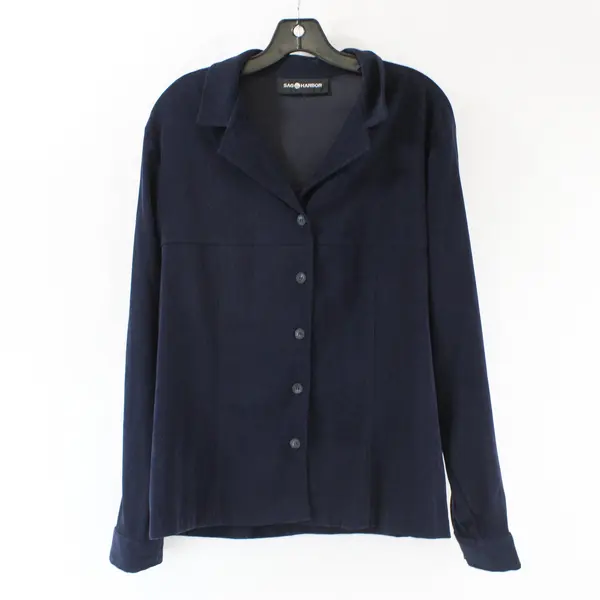 Sag Harbor Navy Blue Button-Front Women's Jacket Size Est From Meas