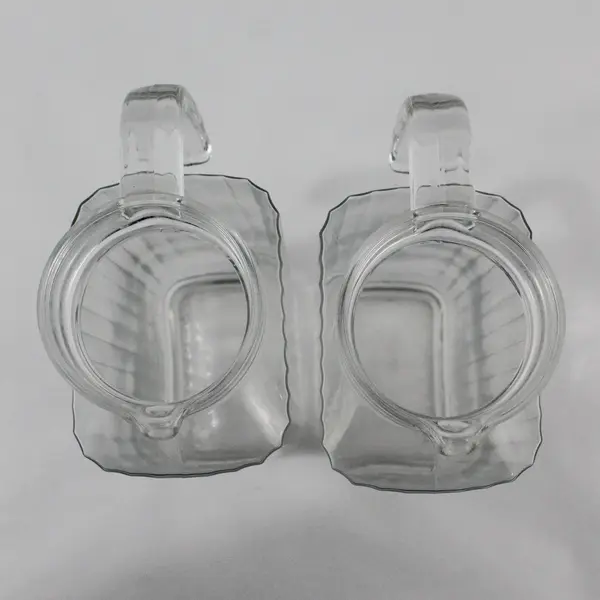 Lot of 2 Clear Glass Rectangle Juice Water Pitcher Kitchen Glassware