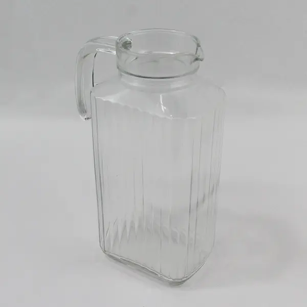Lot of 2 Clear Glass Rectangle Juice Water Pitcher Kitchen Glassware
