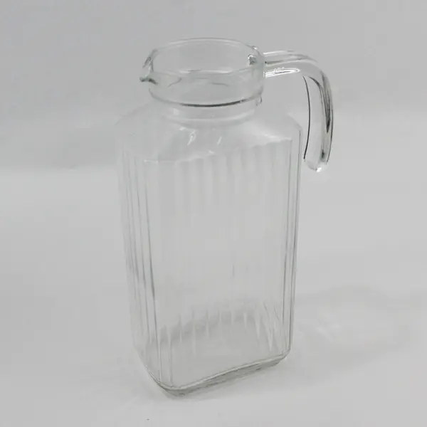 Lot of 2 Clear Glass Rectangle Juice Water Pitcher Kitchen Glassware