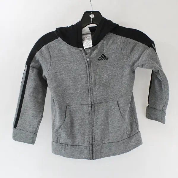 Adidas Boys Sweatshirt Full Zip Up Grey/Black Size 5