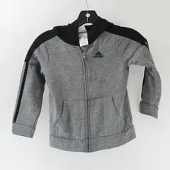 Adidas Boys Sweatshirt Full Zip Up Grey/Black Size 5