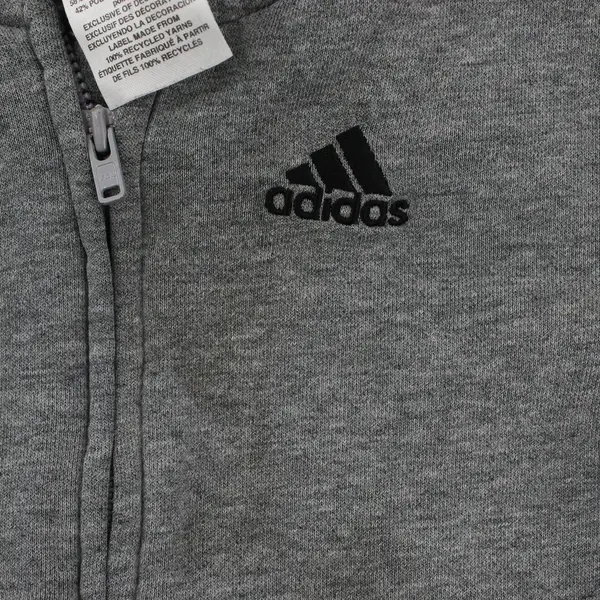 Adidas Boys Sweatshirt Full Zip Up Grey/Black Size 5
