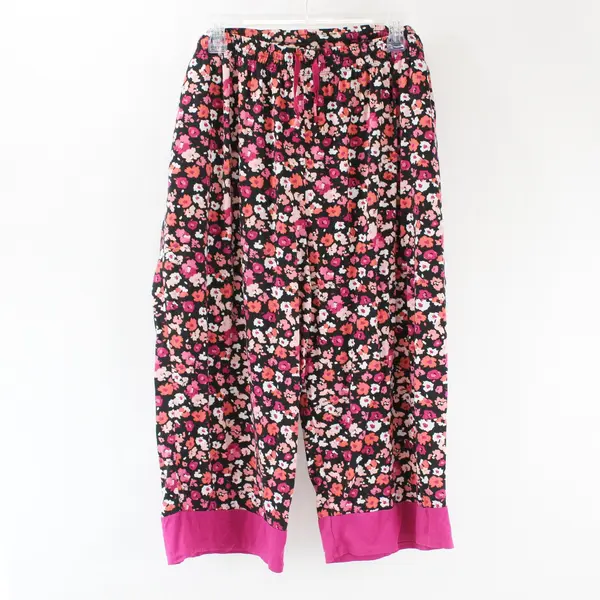 Cuddl Duds Womens Floral Lightweight Pajama Pants Pink Black 2X