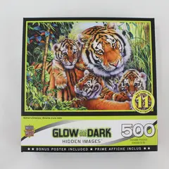 MasterPieces Mother's Embrace 500 Piece Glow in the Dark Tiger Cubs Puzzle