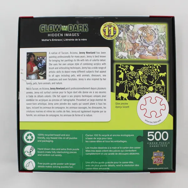 MasterPieces Mother's Embrace 500 Piece Glow in the Dark Tiger Cubs Puzzle