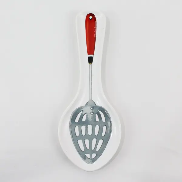 Mary Lake Thompson Ceramic Utensil Spoon Rest Slotted Red Handled Spoon Graphic