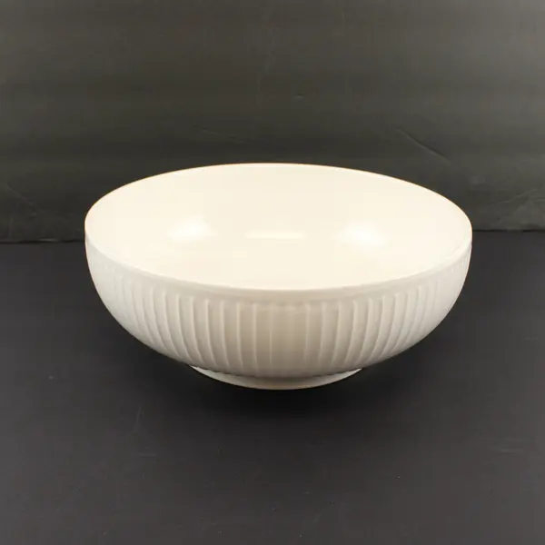 Trudeau Ribbed White Ceramic Serving Bowl 9.5"