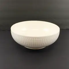 Trudeau Ribbed White Ceramic Serving Bowl 9.5"