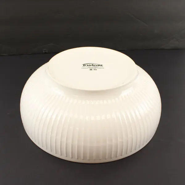 Trudeau Ribbed White Ceramic Serving Bowl 9.5"