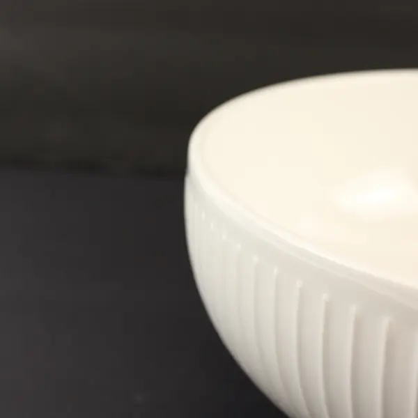 Trudeau Ribbed White Ceramic Serving Bowl 9.5"