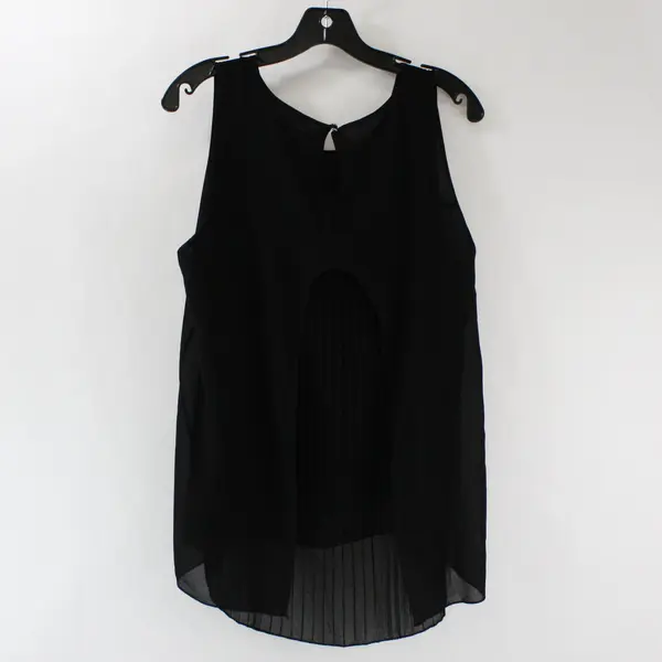 Piazza Italia Black Sleeveless Top Women L Made in Italy Accordion Hem