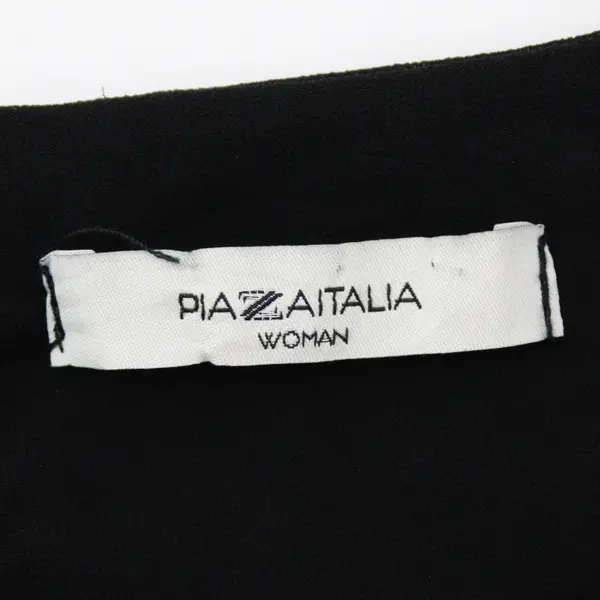Piazza Italia Black Sleeveless Top Women L Made in Italy Accordion Hem
