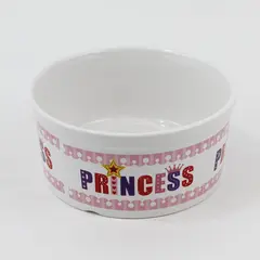 Pink and White "Princess" Wide Bottom Pet Bowl