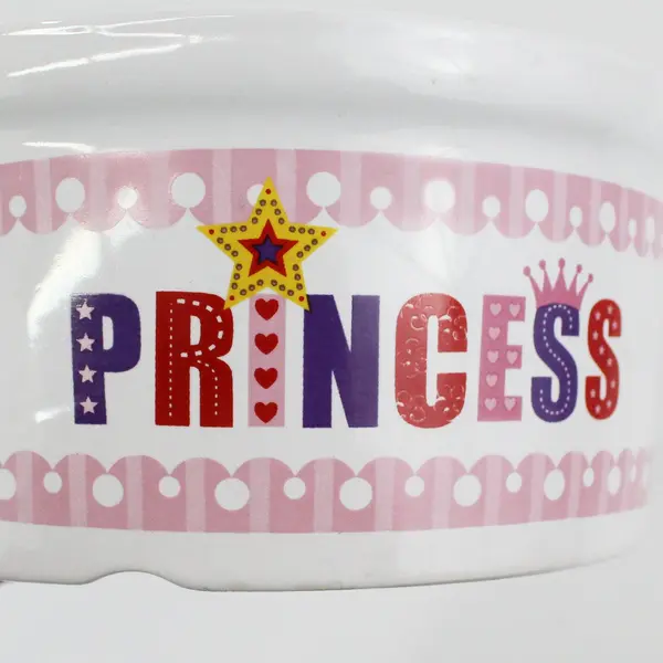 Pink and White "Princess" Wide Bottom Pet Bowl