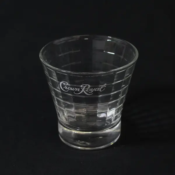 Lot Of 4 Crown Royal Matching Clear Glass Whiskey Rocks Glasses 3.5" Tall