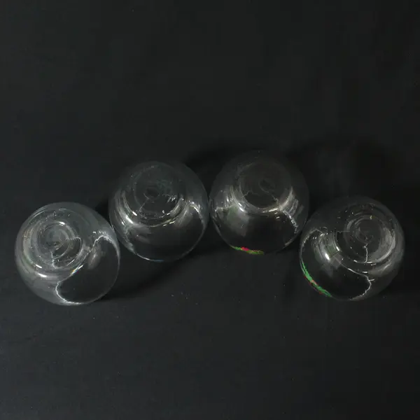 Lot Of 4 Unbranded Flamingo Printed Matching Clear Stemless Wine Glasses 5" Tall
