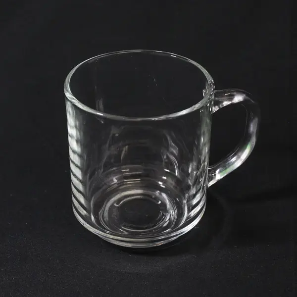 Lot Of 2 Luminarc / Arcoroc Classique Pattern Clear Glass Mugs 3.75" Tall
