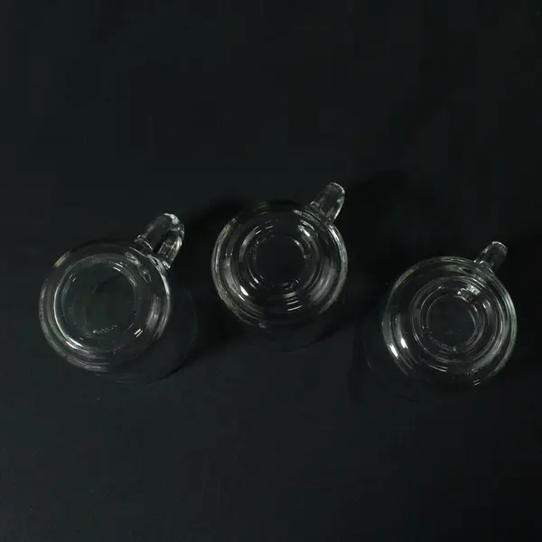 Lot Of 3 Luminarc / Arcoroc Classique Pattern Clear Glass Mugs 3.75" Tall