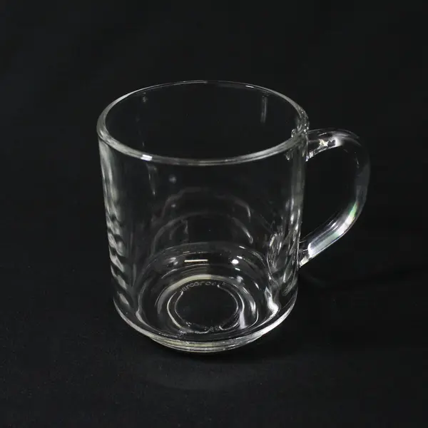 Lot Of 3 Luminarc / Arcoroc Classique Pattern Clear Glass Mugs 3.75" Tall