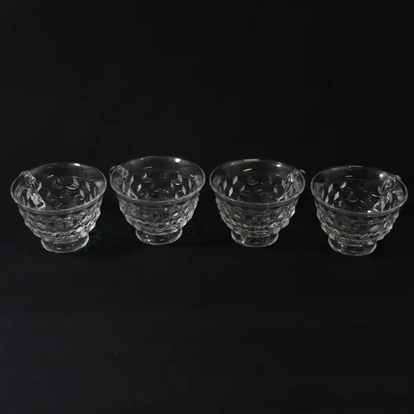 Lot Of 4 Fostoria American Clear (Stem 2056) Pattern Tea Cups 2.75" Tall 