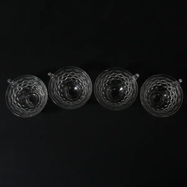 Lot Of 4 Fostoria American Clear (Stem 2056) Pattern Tea Cups 2.75" Tall 
