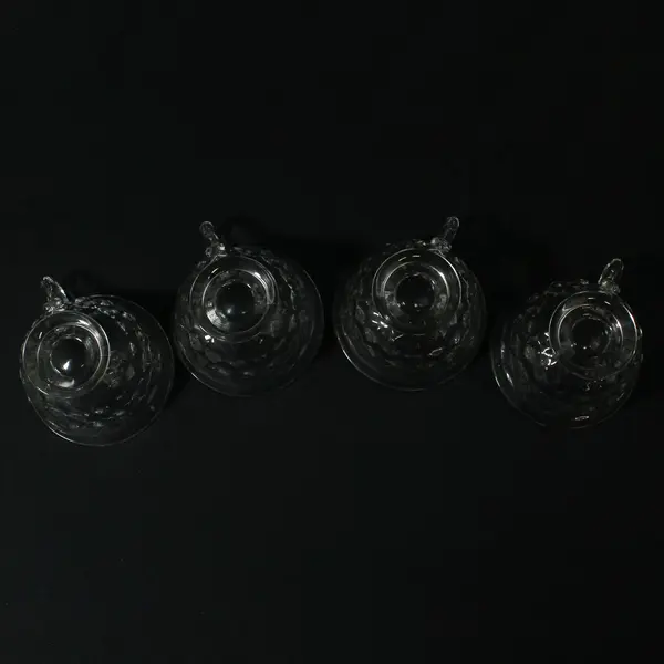 Lot Of 4 Fostoria American Clear (Stem 2056) Pattern Tea Cups 2.75" Tall 