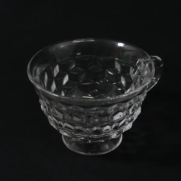 Lot Of 4 Fostoria American Clear (Stem 2056) Pattern Tea Cups 2.75" Tall 