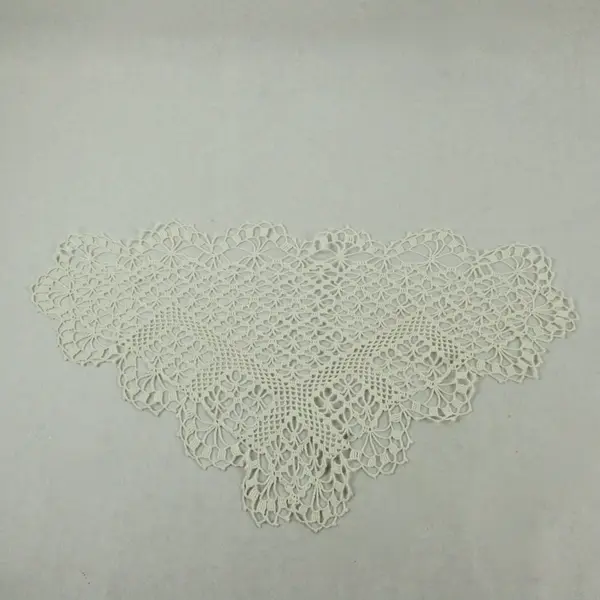Lot of 3 Vintage Ivory Off-White Hand Crocheted Lace Triangle Doilies