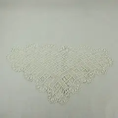 Lot of 3 Vintage Ivory Off-White Hand Crocheted Lace Triangle Doilies